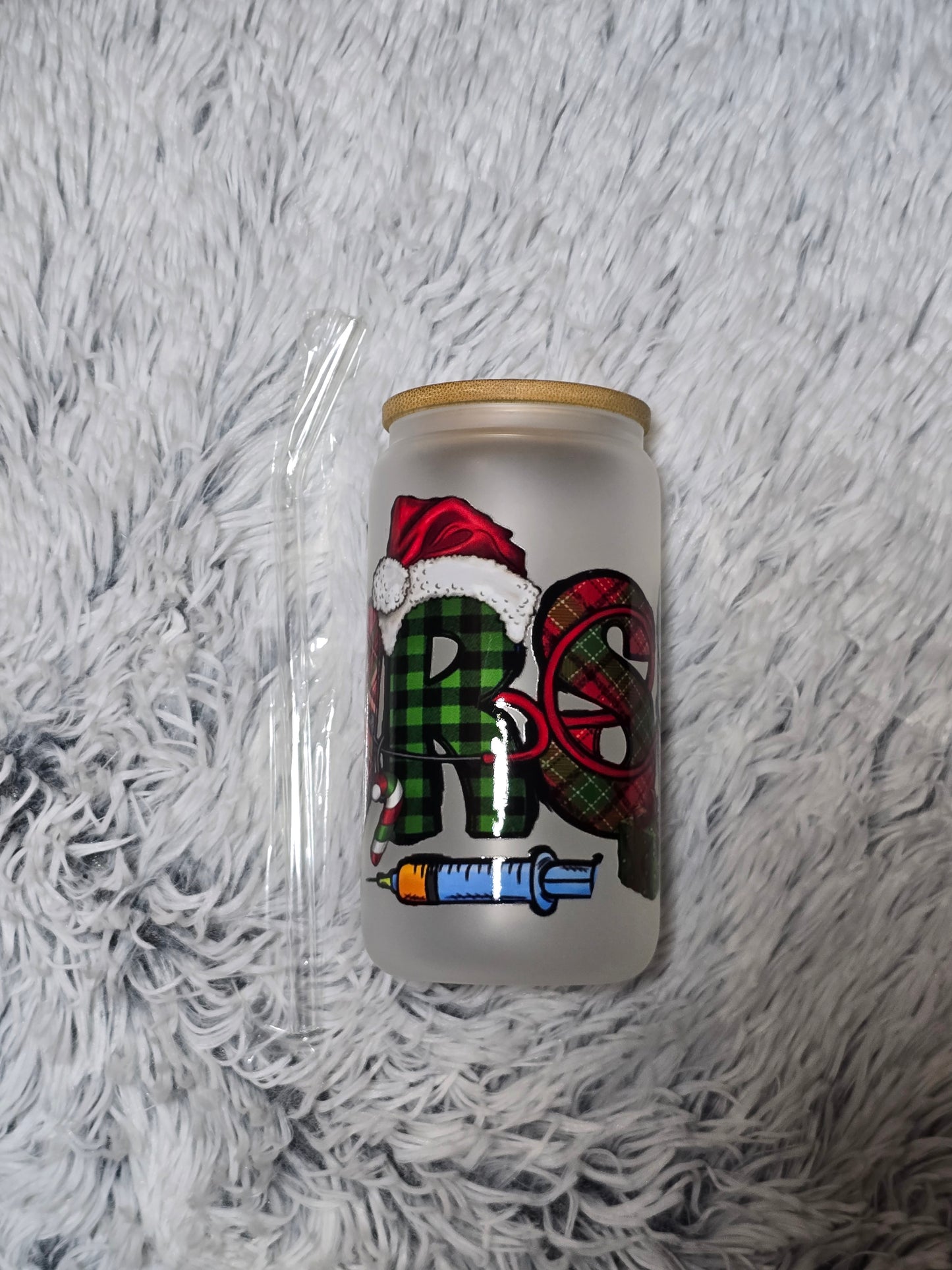 Christmas nurse glass cup