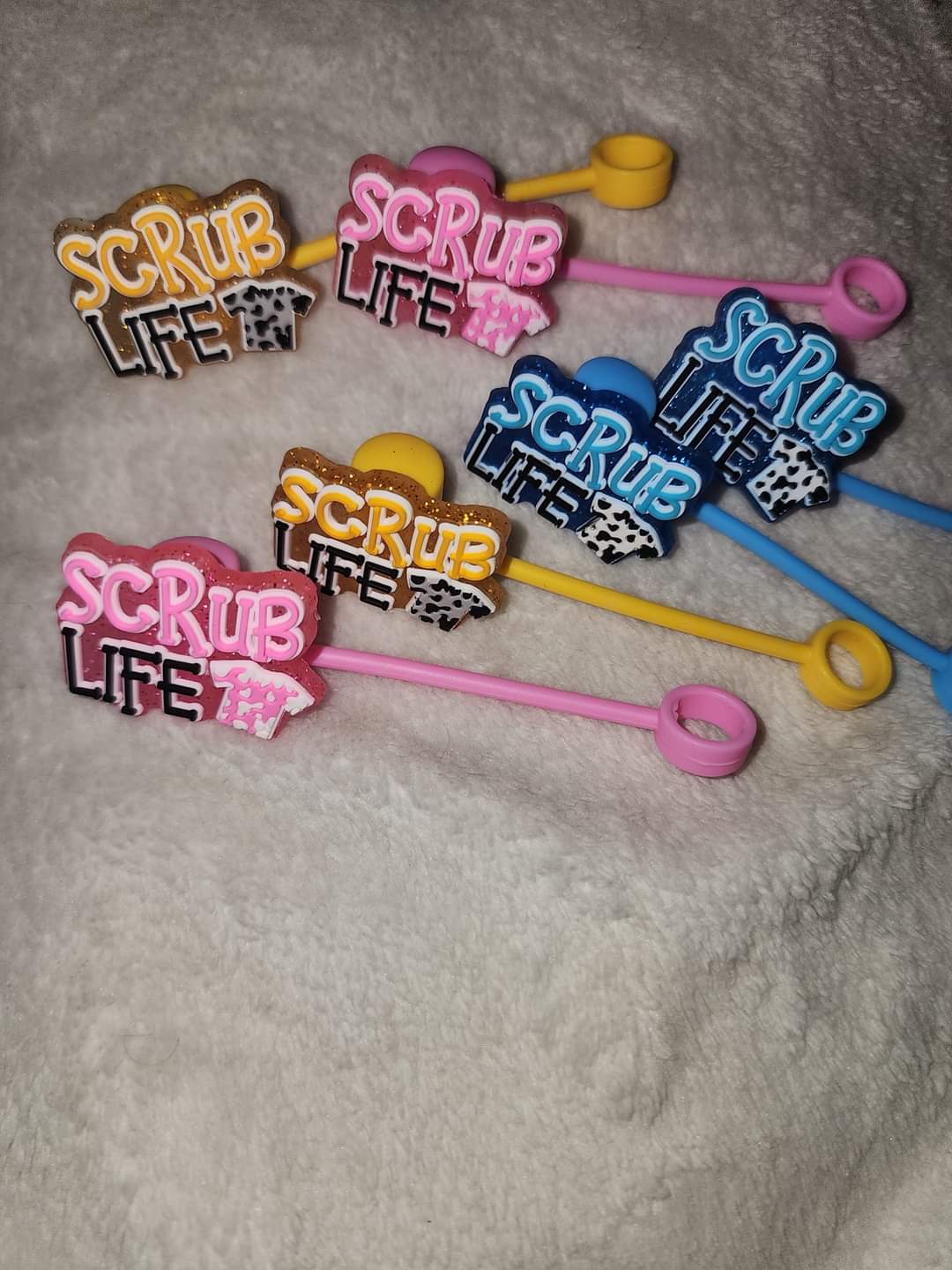 Glitter Scrub Life Straw Toppers